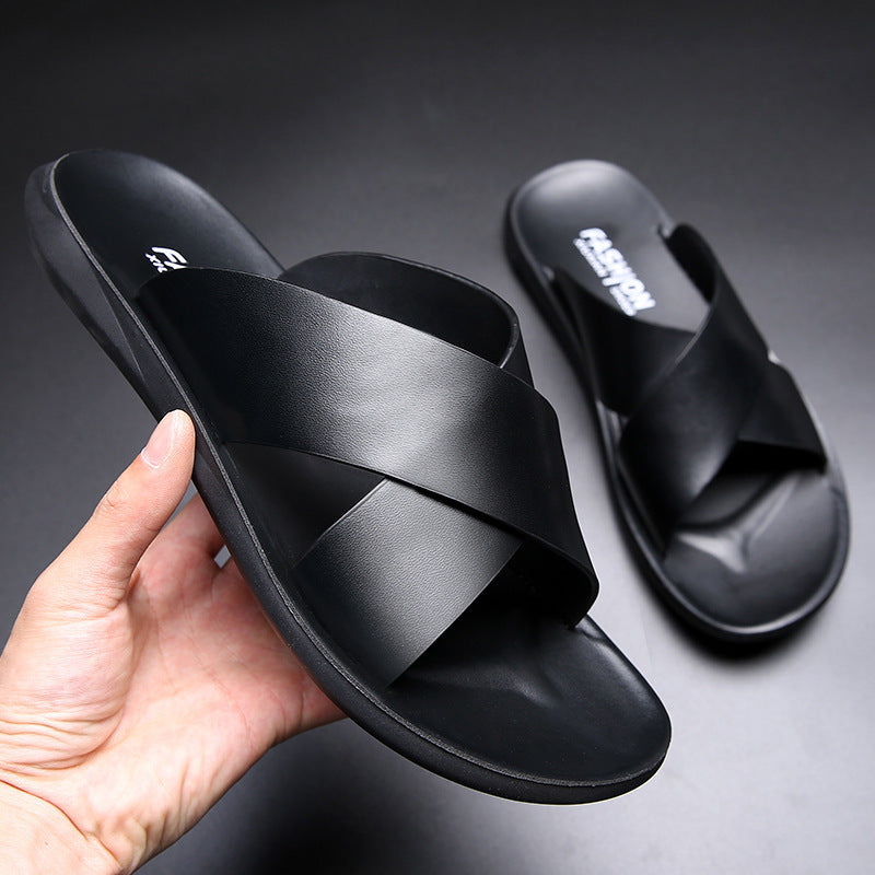 Chinelo Masculina Ergonômica de Couro Antiderrapante