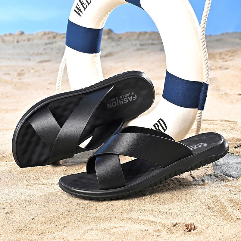 Chinelo Masculina Ergonômica de Couro Antiderrapante
