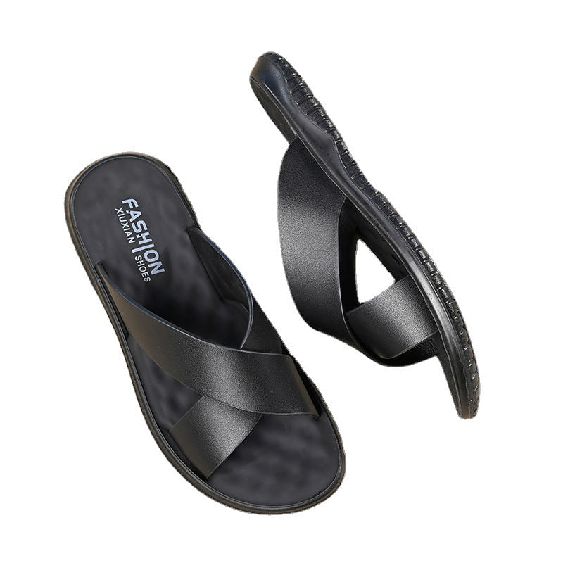 Chinelo Masculina Ergonômica de Couro Antiderrapante